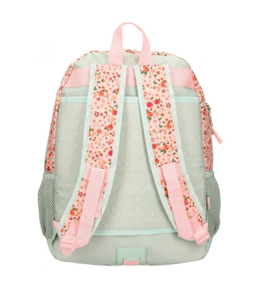 MOCHILA ESCOLAR MOVOM ROMANTIC GIRL ADAPTABLE DOS COMPARTIMENTOS VERDE 33X46X17CM
